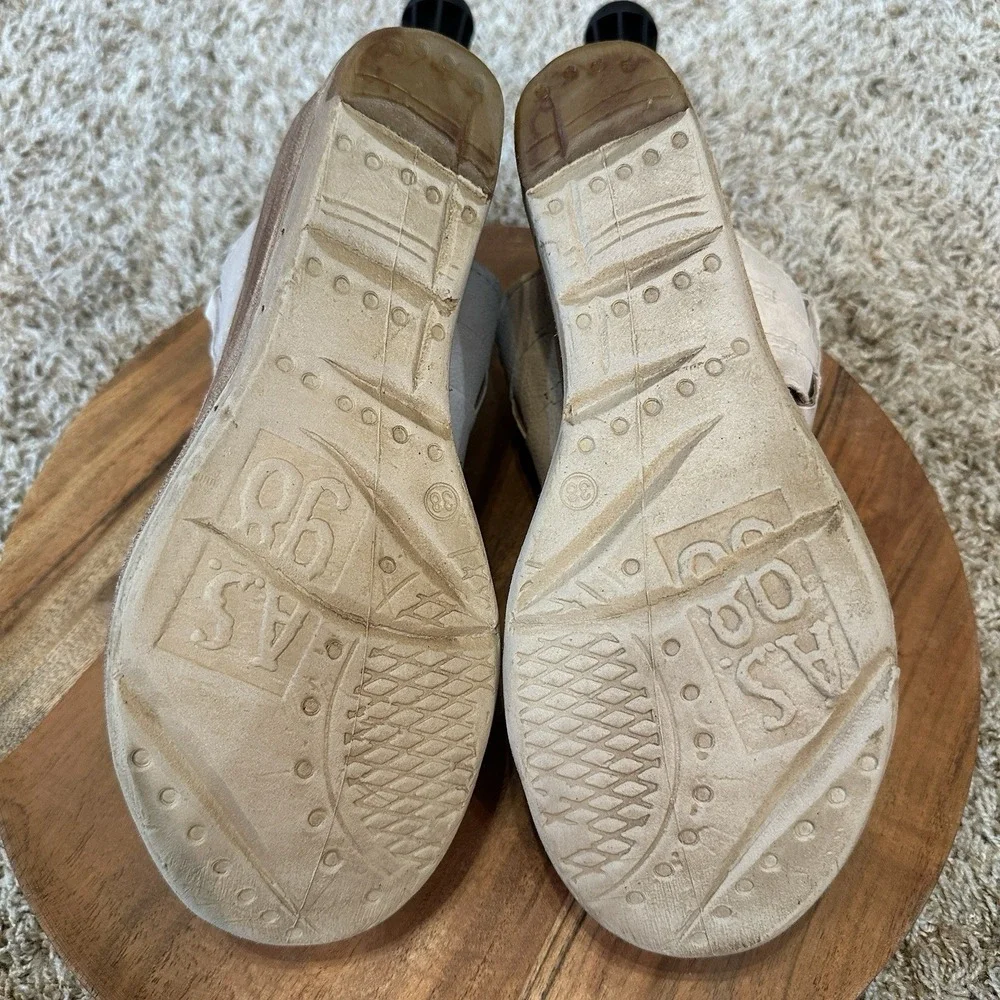 A.S.98 Nasser Wedge Sandals Womens Size 38/US 7.5 Beige Woven Leather AS98